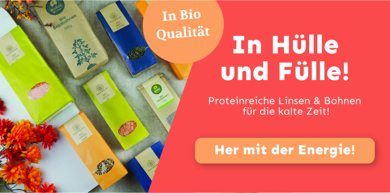 Regionale Bio Linsen, Bio Schwarze Bohnen, Bio Soja Bohnen